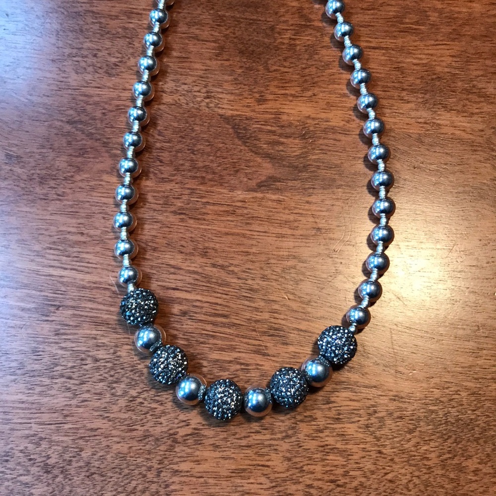 Sterling Silver Glitter Bead Necklace